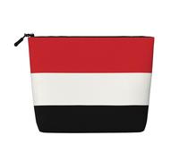 DngSer Bolsa de maquillaje de cáñamo falso, diseño de bandera yemení, bolsa de aseo multifuncional de viaje, accesorios de maquillaje, almacenamiento diario, sobre la marcha, Negro -, Talla única