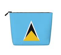 DngSer Bolsa de maquillaje de cáñamo falso, diseño de la bandera de Santa Lucía, bolsa de aseo de viaje multifuncional, accesorios de maquillaje, almacenamiento diario, sobre la marcha, Negro -, Talla