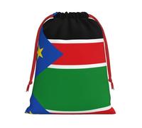DngSer Bolsas de regalo medianas con cordón, bolsas de regalo de Navidad y vacaciones con la bandera de Sudán del Sur, perfectas para dulces