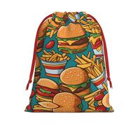 DngSer Bolsas de regalo medianas con cordón, bonitas bolsas de hamburguesas fritas de Navidad y vacaciones, bolsas de regalo de fiesta de Navidad, perfectas para dulces