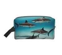 DngSer Neceser de viaje grande - Kit de maquillaje reutilizable con estampado de peces en las profundidades del mar para artículos de tocador, maquillaje y accesorios