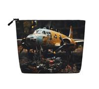 DngSer Vintage Aircraft Machinery - Estuche de maquillaje de cáñamo, neceser de viaje multifuncional, accesorios de maquillaje, almacenamiento diario, color negro, uno, Negro , talla única