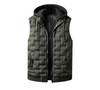 Dninmim Chalecos con capucha para hombre con gorra desmontable, chalecos cálidos para hombre, chaleco grueso sólido sin mangas, EN8, XL
