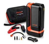 DNIPRO-M Arrancador de Baterías de Coche JS-16C con Compresor de Aire 12V, 2000A Pico (1000A), Batería Li-Po 16000mAh, Inflador 150 PSI (10,3 Bar), Power Bank USB-C, Linterna LED SOS y Maletín