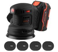 Dnipro-M Lijadora Electrica Excentrica DSO-200BC ULTRA 125mm sin Cable 20V con Bateria Recargable, Cargador Rápido y 20 Lijas 125mm Velcro, Lijadora Orbital para Madera, Pared y Bricolaje Profesional