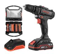 Dnipro-M Taladro Percutor a Bateria CD-218Q 20V - Destornillador Eléctrico con Batería de 2Ah, Taladro Inalámbrico Profesional - Kit Herramientas con Juego de Brocas 41 uds y Cargador Rapido