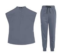 DNJKH Uniforme Médico para Mujer, Pantalón con Bolsillos y Top Conjuntos Sanitarios Laboral de Enfermería