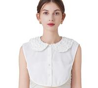 DNLKWGO Elegante cuello falso, cuello de media camisa, cuello falso desmontable, cuello falso redondo, collar de Peter Pan para mujer, blanco 03, M