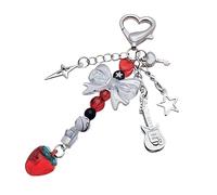 DNMH Y2K Estética Fresa Mariposa Accesorios Oso Guitarra Llavero Lindo Llavero para Niñas Mujeres Bolso Colgante Colgante, rojo, A