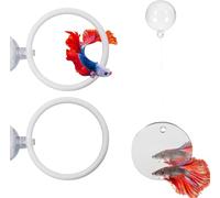 Dnoifne Betta Fish - Espejo flotante con bola y 2 anillos de entrenamiento, juego de accesorios para acuario, anillos de alimentación y ejercicio para enriquecimiento de tanques y estimulación mental
