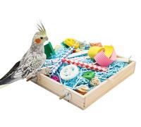 Dnoifne Caja de Juguetes Forrajeros para Aves, Juguete para Picotear y Masticar, Accesorio para Jaulas de Pájaros, Ideal para Periquitos, Cacatúas, Agapornis y Cotorras