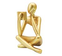 Dnoifne Estatuilla de Mujer Leyendo en Oro, Escultura del Pensador, Decoración Abstracta Moderna, Figura Estética para Estantes, Mesas de Oficina, Salón o Dormitorio