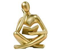 Dnoifne Estatuilla Dorada Grande de Mujer Leyendo, Escultura del Pensador, Decoración Abstracta Moderna, Figura Estética para Estantes, Mesas de Oficina, Salón o Dormitorio