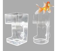 Dnoifne Juego de 2 estaciones de alimentación acrílicas para acuarios - Comedero redondo y cuadrado con ventosa para alimentos de natación y hundimiento