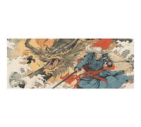 DNOVING 2 rollos de papel de regalo de cumpleaños Ukiyo-e samurai batallando un dragón, 58 x 23 pulgadas, papel de regalo para niños y niñas, cumpleaños y amigos GWP-713246216
