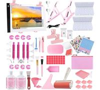 DNSGOOR 189Pcs Kit de Accesorios de Arte de Diamante,Diamante de Pintura Herramientas Kit con Mesa de Luz para Calcar A4, Diamante Arte Sellador Pegamento Artesanal de Bricolaje