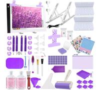 DNSGOOR 189Pcs Kit de Accesorios de Arte de Diamante,Diamante de Pintura Herramientas Kit con Mesa de Luz para Calcar A4, Diamante Arte Sellador Pegamento Artesanal de Bricolaje