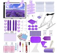 DNSGOOR 247Pcs Kit de Accesorios de Arte de Diamante,Diamante de Pintura Herramientas Kit con Mesa de Luz para Calcar A3, Diamante Arte Sellador Pegamento Artesanal de Bricolaje