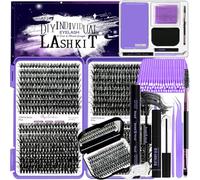DNSGOOR Kit de Extensión de Pestañas DIY 840 Lash Cluster Caja de Pestañas de Espejo,Pegado y Sellado de Pestañas,Eliminación de Pestañas,Cepillo de Pinzas Mini Aplicador