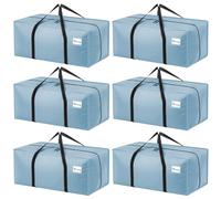 Dntorx Paquete de 6 bolsas de transporte resistentes de 120 L, bolsa de almacenamiento de ropa impermeable, caja de embalaje grande con cremalleras para ropa, mudanzas, viajes, camping, herramientas