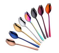 Do Buy Cuchara Tenedor Cuchillo Tenedor Buffet Cuchara sopera Cuchillo 3 en 1 vajilla Vajilla al Aire Libre Vajilla Camping Acero Inoxidable (8 Colores)