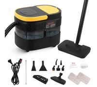 Do-Electr Limpiador a vapor con rueda,calentamiento en 10 segundos,depósito de 1,6 l, mango ajustable en 3 posiciones,vaporizador de 2500 W para limpieza, vaporizador portátil para limpieza con