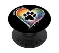 Do g Mom For Life, Camiseta de Pata de Perro con corazón arcoíris, Mascota Colorida PopSockets PopGrip Adhesivo