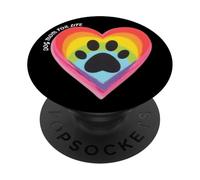 Do g Mom For Life, Camiseta de Pata de Perro con corazón arcoíris, Mascota Colorida PopSockets PopGrip Adhesivo