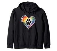 Do g Mom For Life, Camiseta de Pata de Perro con corazón arcoíris, Mascota Colorida Sudadera con Capucha