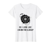 Do I Look Like I'm On The Clock Funny Sarcastic Saying Camiseta gráfica económica, Mujer, Blanco, XL