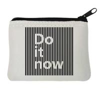 Do It Now - Monedero motivacional de neopreno con diseño de líneas verticales, 10 x 11 cm, color blanco, White, Talla única