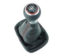 Do!LED Funda para palanca de cambios, pomo de palanca de cambios de 5 marchas, costuras rojas, anillo compatible con Seat Leon 1M solo 1.8 1.9 2.0 / Leon 1P / Alhambra sin RGA