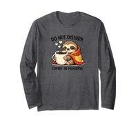 Do Not Disturb Coffee Sloth Cute Funny Morning Mood Tees Manga Larga