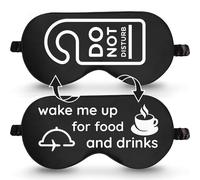 Do Not Disturb/Wake Me Up - Máscara de dormir de seda de doble cara para mujeres/hombres, máscara de dormir de seda negra, bloqueo de luz, máscara de ojos suave y transpirable para viajar en avión |