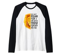 Do Not Fear For I Am with You Isaiah 41:10 Lion Graphic Camiseta Manga Raglan