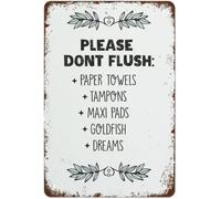 Do Not Flush Retro Tin Sign Bathroom Rules Wall-Art 8 X 12 in