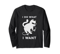 Do What I Want Cat Skateboard Cat Mom Sarcastic Humor Manga Larga