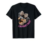 Do What I Want Leopard Print Bow Girl Rottweiler Puppy Lover Camiseta
