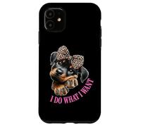Do What I Want Leopard Print Bow Girl Rottweiler Puppy Lover Carcasa para iPhone 11