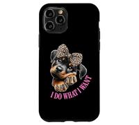 Do What I Want Leopard Print Bow Girl Rottweiler Puppy Lover Carcasa para iPhone 11 Pro