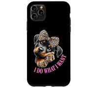 Do What I Want Leopard Print Bow Girl Rottweiler Puppy Lover Carcasa para iPhone 11 Pro MAX