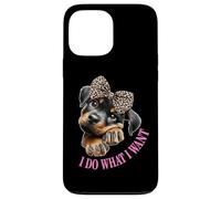 Do What I Want Leopard Print Bow Girl Rottweiler Puppy Lover Carcasa para iPhone 13 Pro MAX