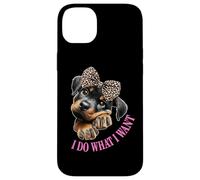 Do What I Want Leopard Print Bow Girl Rottweiler Puppy Lover Carcasa para iPhone 14 Plus