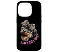 Do What I Want Leopard Print Bow Girl Rottweiler Puppy Lover Carcasa para iPhone 14 Pro