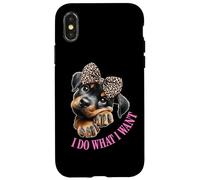 Do What I Want Leopard Print Bow Girl Rottweiler Puppy Lover Carcasa para iPhone X/XS