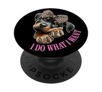 Do What I Want Leopard Print Bow Girl Rottweiler Puppy Lover PopSockets PopGrip Adhesivo
