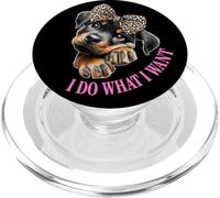 Do What I Want Leopard Print Bow Girl Rottweiler Puppy Lover PopSockets PopGrip para MagSafe