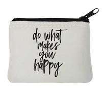 Do What Makes You Happy - Monedero de neopreno (12 x 9 cm), color blanco