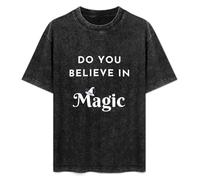 Do You Believe In Magic Hat Witch Halloween Men's T-Shirt Unisex Black Cotton Print tee Shirts 3XL
