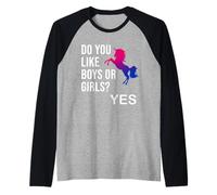 Do You Like Boys or Girls LGBT Bisexual Bi Gay Pride Unicorn Camiseta Manga Raglan